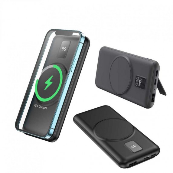 Kablosuz Şarj Destekli 10000 mAh Dijital Göstergeli Powerbank 